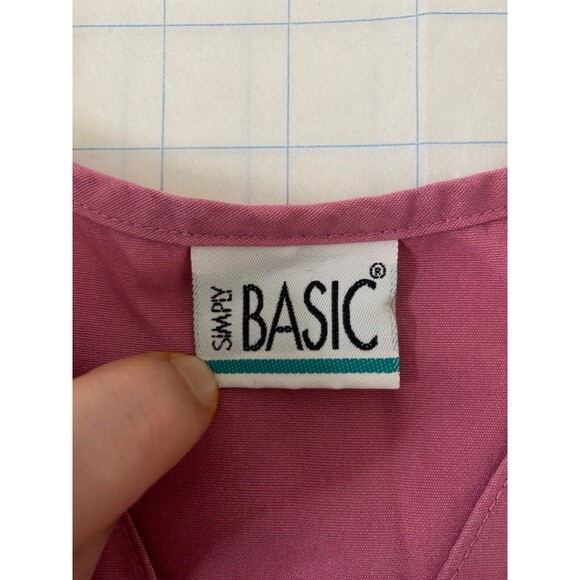 Womens Medium Scrubs Top Simply Basic Purple Pink In Color Button Down - Picture 6 of 8